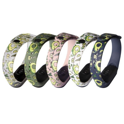 Dây Đeo Cao Su Xiaomi Miband 5 hoạ tiết hình trái bơ Avocado dây Chất Lượng cao