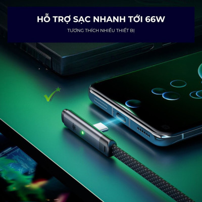 Plextone T100 - Cáp Sạc Đa Năng Type-C: Tốc Độ Nhanh, Độ Bền Vượt Trội, Có Đèn Báo - Hàng Chính Hãng