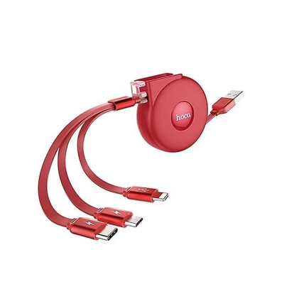 Cáp sạc nhanh dây rút 3 đầu Hoco U50 - HÀNG CHÍNH HÃNG