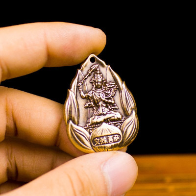 Dây chuyền mặt Phật Văn Thù Bồ Tát hoa sen bằng đồng - MV02