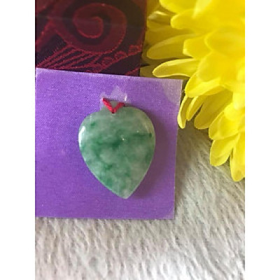 MẶT DÂY CHUYỀN TRÁI TIM BÔNG TRẮNG XANH LÁ BÓNG ĐẸP  SIZE DÀI 27MMX NGANG 22MM X SÂU 6MM CHẤT LIỆU ĐÁ CẨM THẠCH TỰ NHIÊN 