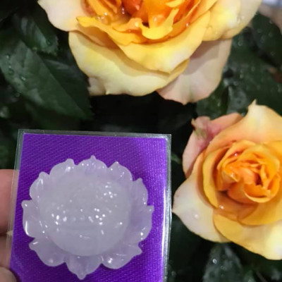 MẶT DÂY CHUYỀN BÔNG SEN TRẮNG TINH BÓNG ĐẸP 100% ĐÁ CẨM THẠCH TỰ NHIÊN NỮ MỆNH KIM THỦY 28MM