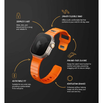 Dây đeo Uniq Stride Fkm Rubber Cho Apple Watch 38/40/41mm Chất Liệu Cao Cấp Cao Su FKM Mang Lại Độ Dẻo Dai Vượt Trội Hàng Chính Hãng