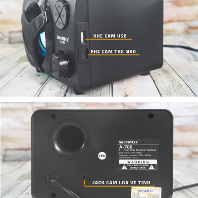 Bộ loa di động 2.1 kết nối AUX / Bluetooth nguồn USB SOUNDMAX A-700 - Hàng chính hãng