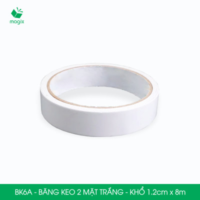 BK6A - 6 cuộn băng keo 2 mặt siêu dính - Khổ 1.2cm x 8m - Băng dính 2 mặt, băng keo hai mặt
