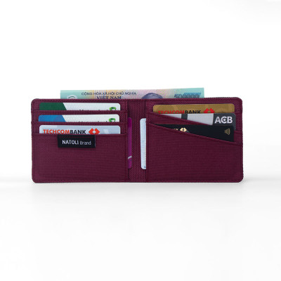 Ví da nam nữ dáng ngang NATOLI gập đôi đựng thẻ cầm tay cao cấp BST Simple Horizontal Wallet V4