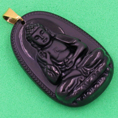 Mặt Phật A Di Đà thạch anh đen 3.6cm - Phật bản mệnh tuổi Tuất, Hợi - mặt phật size nhỏ