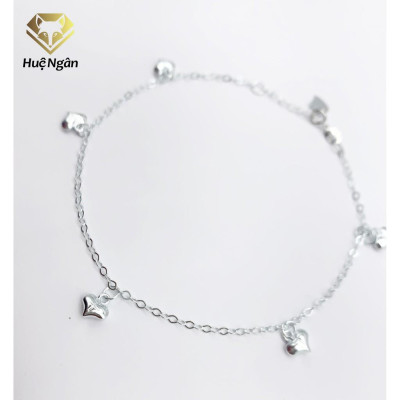 Lắc chân bạc Ý 925 Huệ Ngân - Tim phồng xinh xắn JL003
