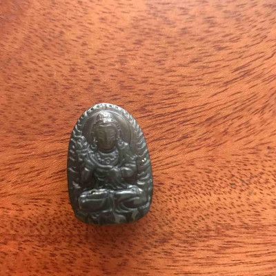 MẶT PHẬT ĐẠI THẾ CHÍ  ĐÁ CASIDON NÂU ĐEN PHỐI VÒNG TAY D28mm N20mm S11mm NAM NỮ TUỔI NGỌ MỆNH THUỶ MỘC