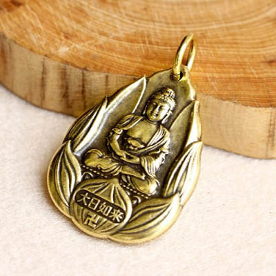 Dây chuyền mặt Phật Như Lai Đại Nhật hoa sen bằng đồng - MV02