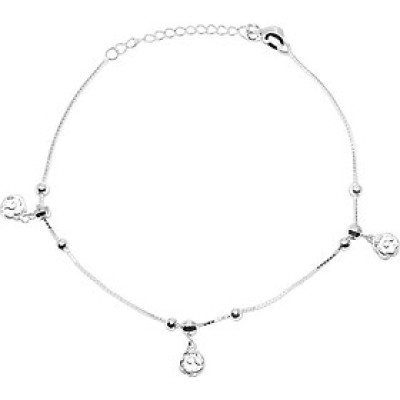 Lắc Chân Nữ Bạc Ý Bạc Hiểu Minh LC058 Hoa Hồng 