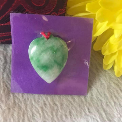 MẶT DÂY CHUYỀN TRÁI TIM BÔNG TRẮNG XANH LÁ BÓNG ĐẸP  SIZE DÀI 27MMX NGANG 22MM X SÂU 6MM CHẤT LIỆU ĐÁ CẨM THẠCH TỰ NHIÊN 