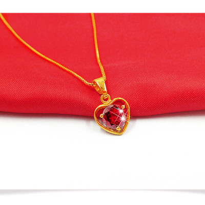 Dây chuyền nữ mạ 18k mặt trái tim đính đá đỏ - Ri1