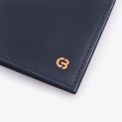 Ví Da Nam Hàng Hiệu GENCE C18 Chất Liệu Da Bò Cao Cấp Màu Xanh Navy Dáng Ngang