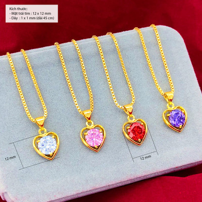 Dây chuyền nữ mạ 18k mặt trái tim đính đá đỏ - Ri1