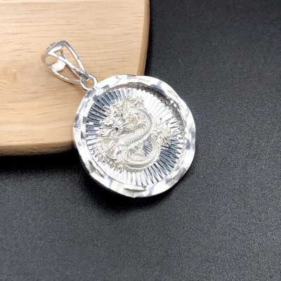 Mặt Dây Chuyền Nam Bạc 925 Hình Rồng Cuộn Nam Tính Và Mạnh Mẽ BẠC HIỂU MINH MDN018S