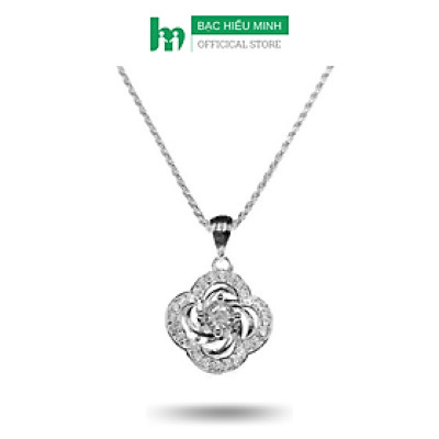 Dây Chuyền Vòng Cổ Bạc  925 Hoa 4 Cánh Đính Đá Nhân Tạo Cao Cấp Tinh Tế BẠC HIỂU MINH DMD475