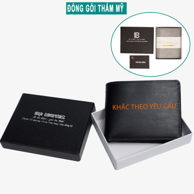 Ví nam da bò khắc tên theo yêu cầu V101K - Bụi leather