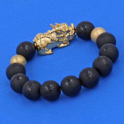 Chuỗi tay thạch anh Phật chú charm tỳ hưu 14 ly TH36