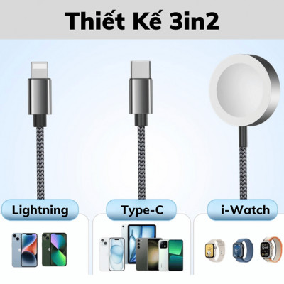 Cáp Sạc Nhanh đa năng hiệu Wi WU Legend 3in2 100W Wi-C050  - Hàng chính hãng