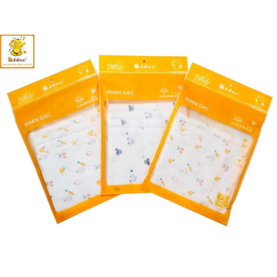 Set 5 Khăn sữa xô in hình nhỏ 2 lớp BABIBOO - BK05