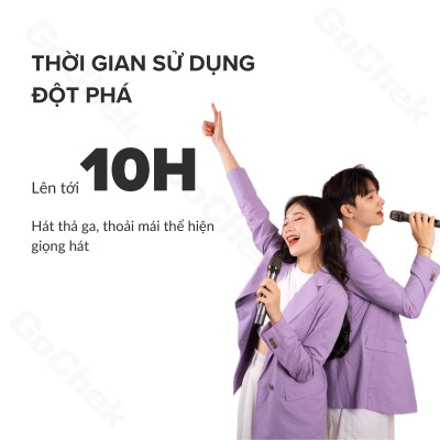 Mic hát karaoke không dây GoChek GC - HH24, Micro karaoke online/ phòng họp/ Karaoke trên ôtô, kết nối đa thiết bị và mọi loại loa - Hàng chính hãng