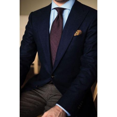 Cavat 8cm bản lớn Hàn Quốc cao cấp, kẻ xanh sáng - Tặng kèm hộp Full box