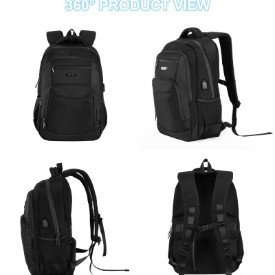 Balo nam đi học đi làm đựng laptop 17inch màu đen trơn size lớn 0212