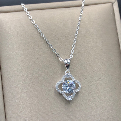 Dây Chuyền Vòng Cổ Nữ Bạc Ta Hoa 4 Cánh Đính Đá Cao Cấp BẠC HIỂU MINH DMD484