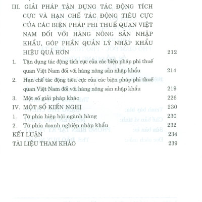Biện Pháp Phi Thuế Quan Của Việt Nam Đối Với Hàng Nông Sản Nhập Khẩu (Sách chuyên khảo)