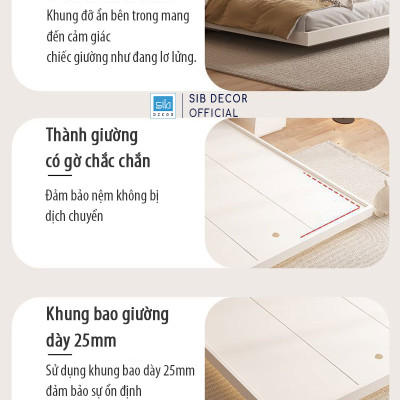 Giường Ngủ Tatami Tối Giản Hiện Đại Màu Walnut SIB Decor GN32