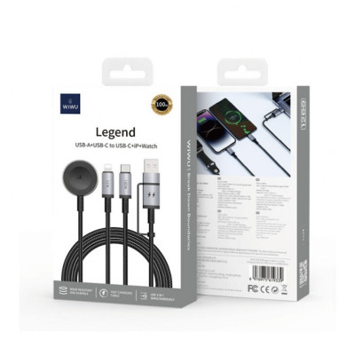 Cáp Sạc Nhanh đa năng hiệu Wi WU Legend 3in2 100W Wi-C050  - Hàng chính hãng