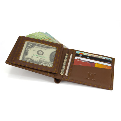 Ví Da Nam, Bóp Da Nam Kim Bảo H35 Da Bò Màu Đen, Nâu, Bò