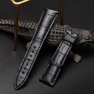 Dây Đeo Đồng Hồ Da Cá Sấu Đen Size 15/17/19/21/23/25mm - Dây Đeo Da Cá Sấu Thật 100% - Bảo Hành 12 Tháng