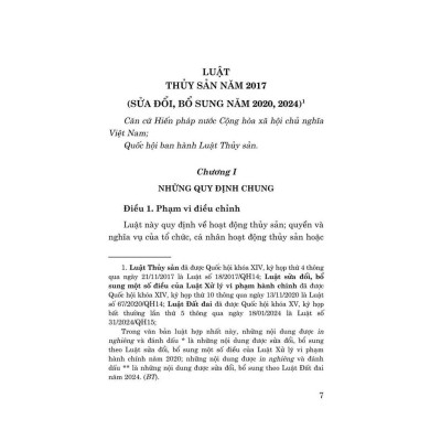 Sách - Luật Thủy Sản Năm 2017 (Sửa Đổi, Bổ Sung Năm 2020, 2024) - NXB Chính Trị Quốc Gia