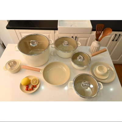 Chảo Phủ Gốm Chống Dính Haatz - Made In Korea Size 24cm -  9 Lớp Đúc Nguyên Khối - Bảo Hành 2 Năm