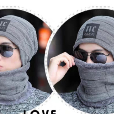 Khăn choàng len nam quàng cổ giữ ấm chống rét lạnh tặng kèm nón mũ len y hình dona21102512