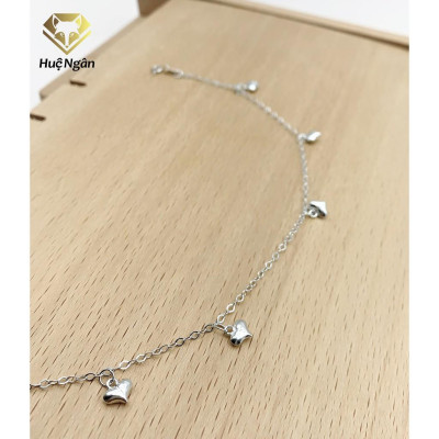 Lắc chân bạc Ý 925 Huệ Ngân - Tim phồng xinh xắn JL003