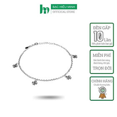 Lắc Chân Nữ Bạc Hiểu Minh LC217 cỏ 4 lá may mắn