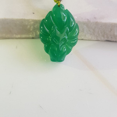 Mặt dây chuyền Hồ ly 9 đuôi hay chín đuôi đá mã não Xanh ngọc tự nhiên tặng kèm dây đeo hợp mệnh Mộc Hỏa Thủy Cao 30mm x ngang20mm x dầy 8mm Công dụng may mắn về mặt tình duyên, quyền lực, giúp nữ chủ nhân luôn xinh đẹp tài trí mang nhiều tài lộc quyến rũ