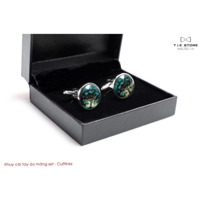 Khuy Cài tay áo Măng Set cao cấp hình tranh vẽ - cufflinks , tặng kèm hộp nhỏ