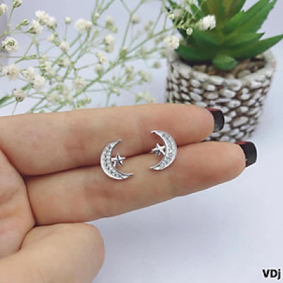 Bông tai bạc nụ đen chốt ren chất liệu bằng bạc s925 MS0602