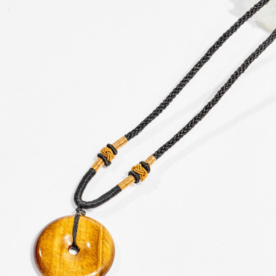 Dây chuyền phong thủy đá mắt hổ đồng điếu 2.5cm mệnh thổ , kim - Ngọc Quý Gemstones