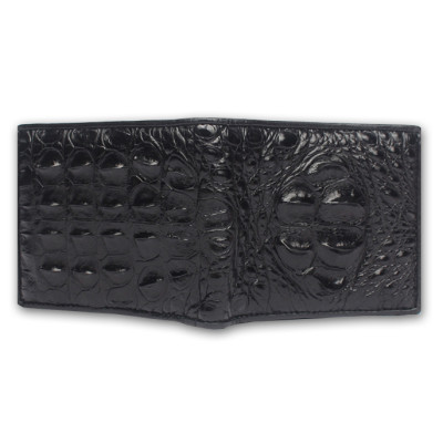 {DA CÁ SẤU THẬT} Bóp Da Cá Sấu 2 Mặt Gai Gù Màu Đen - Ví Nam Da Cá Sấu 2 Mặt Có Khoá Kéo Cao Cấp Dáng Ngang Thời Trang