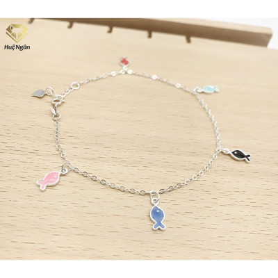 Lắc chân bạc Ý 925 Huệ Ngân - Funny Fish JL018