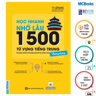 Sách - Học Nhanh Nhớ Lâu 1500 Từ Vựng Tiếng Trung Thông Dụng +  Học Nhanh Nhớ Lâu Ngữ Pháp Tiếng Trung Thông Dụng - MCBooks