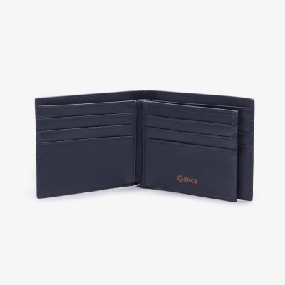 Ví Da Nam Hàng Hiệu GENCE C18 Chất Liệu Da Bò Cao Cấp Màu Xanh Navy Dáng Ngang