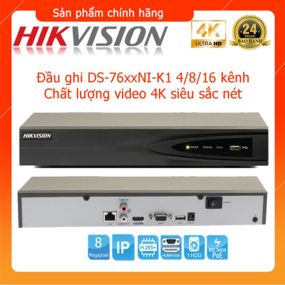 Đầu ghi hình camera IP 8MP tích hợp POE Chuẩn nén video H.265+ Độ phân giải ghi hình tối đa 8MP, 4/8/16 kênh mã SP 76xxNI-K1 - Hàng chính hãng.