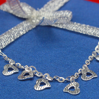 Lắc Chân Nữ Bạc Ý Bạc Hiểu Minh LC174 Hình Trái Tim