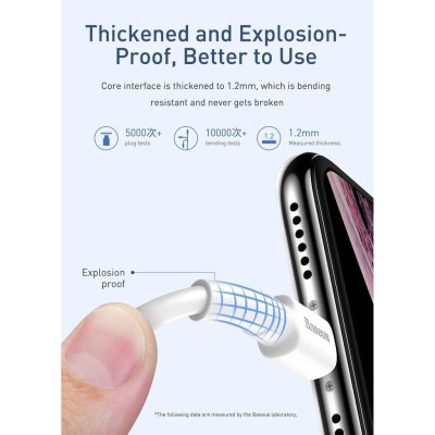 Cáp sạc nhanh siêu bền Baseus Mini White dùng cho Smartphone/ Tablet -Hàng Chính Hãng